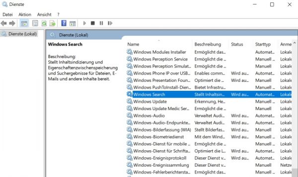 Windows Search Dienste
