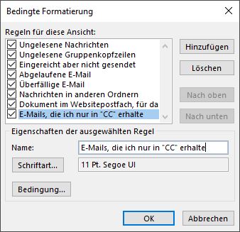 Die Bedingte Formatierung in Outlook