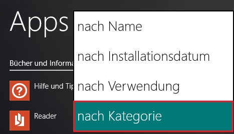Apps sortieren.