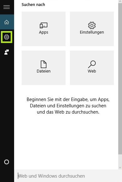 Cortana Einstellungen