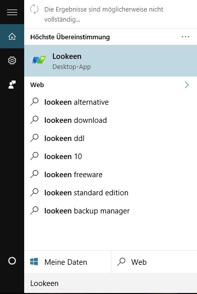 Cortana Suche