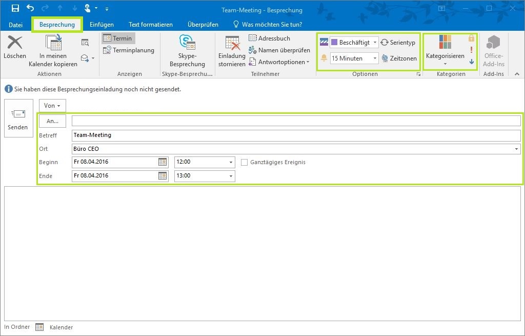 Termin erstellen Outlook Kalender