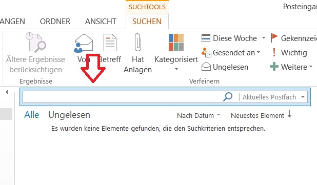 Standardsuche über STRG+E