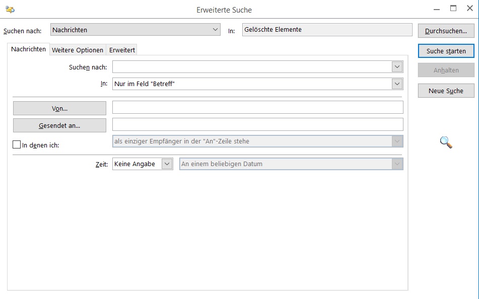 Erweiterte Suche in Outlook