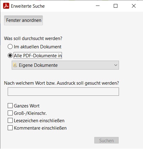 Erweiterte Suche in PDF Dateien