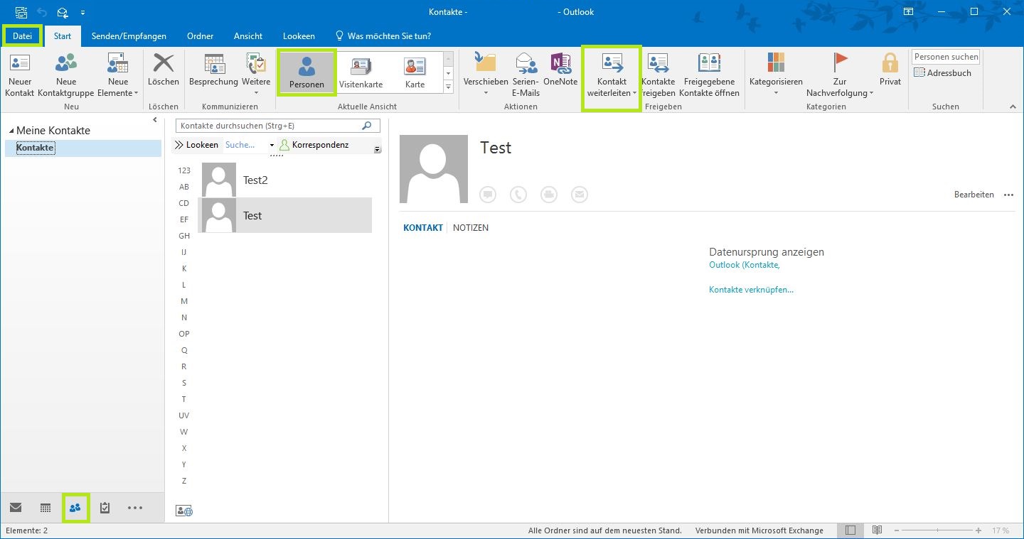 Outlook Kontakte vCard