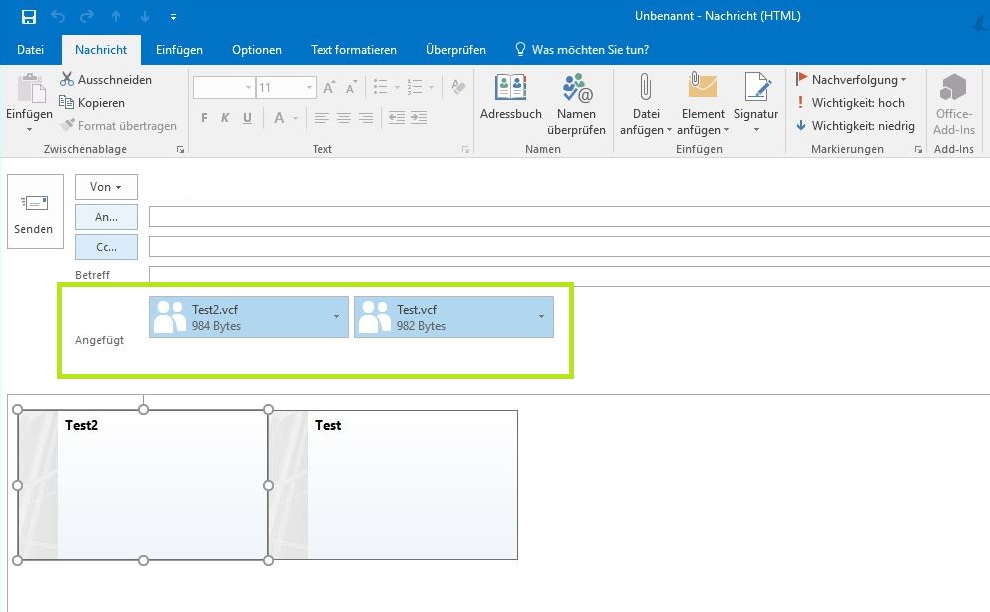 Mehrere Outlook Kontakte