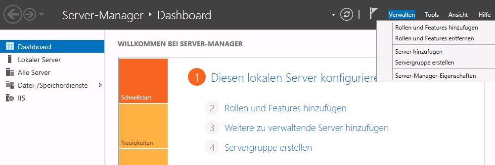 Aktivieren Sie den Windows Suchdienst mithilfe des Server Managers