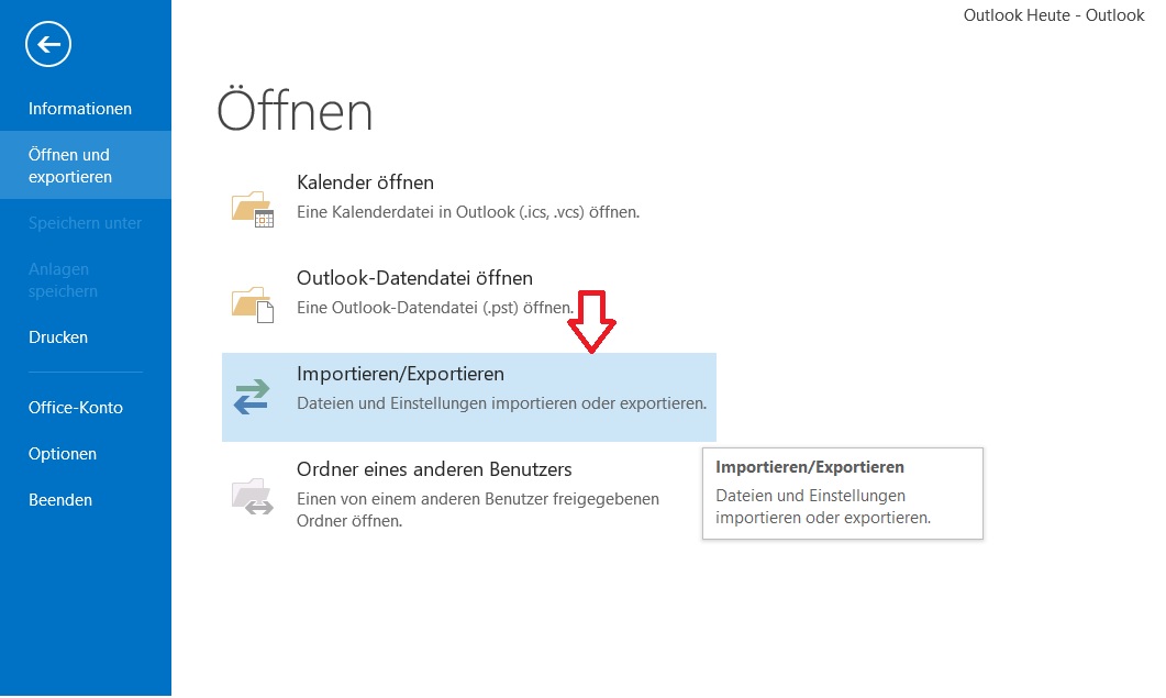 Outlook Öffnen und Exportieren