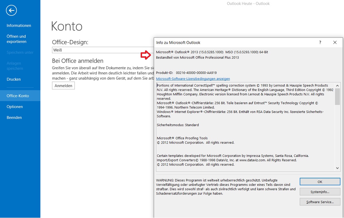 Outlook Info Version