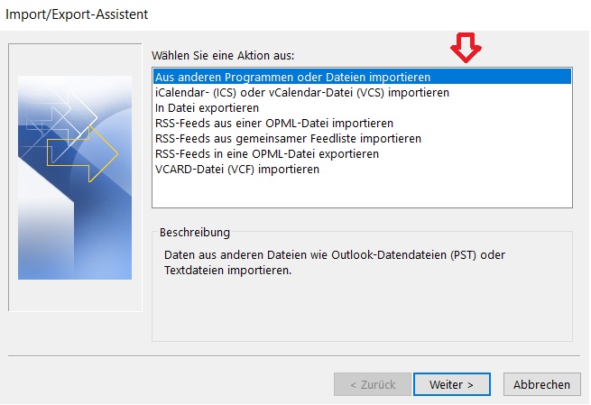 Outlook Import/Export Assistent