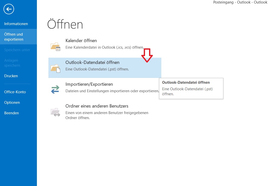 Outlook Öffnen und Exportieren