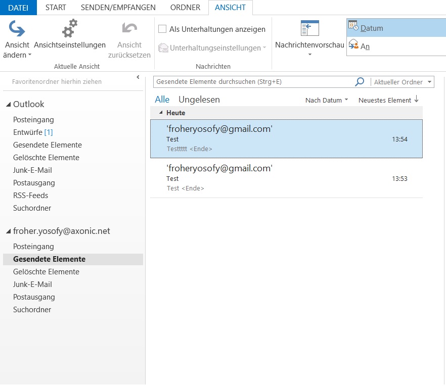 Outlook Gesendete Elemente öffnen