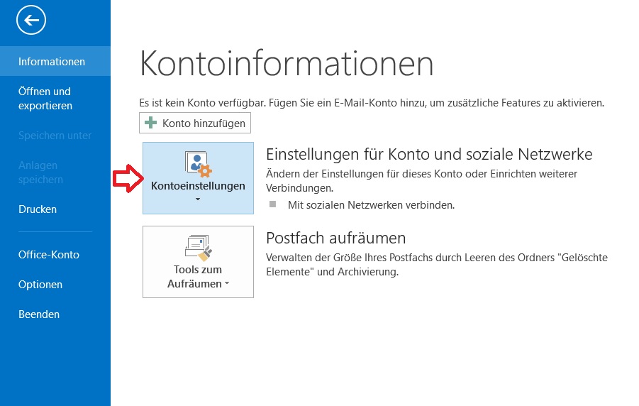 Outlook Kontoeinstellungen