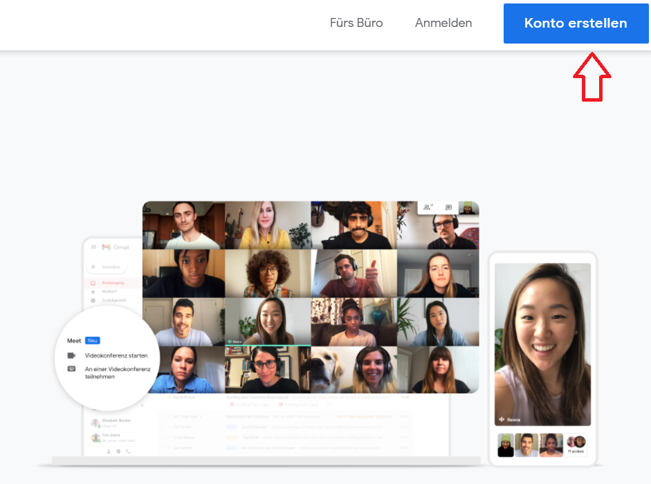 Gmail Konto erstellen Feld