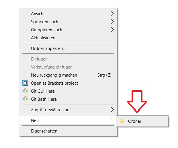Neuer Ordner Rechtsklick Windows