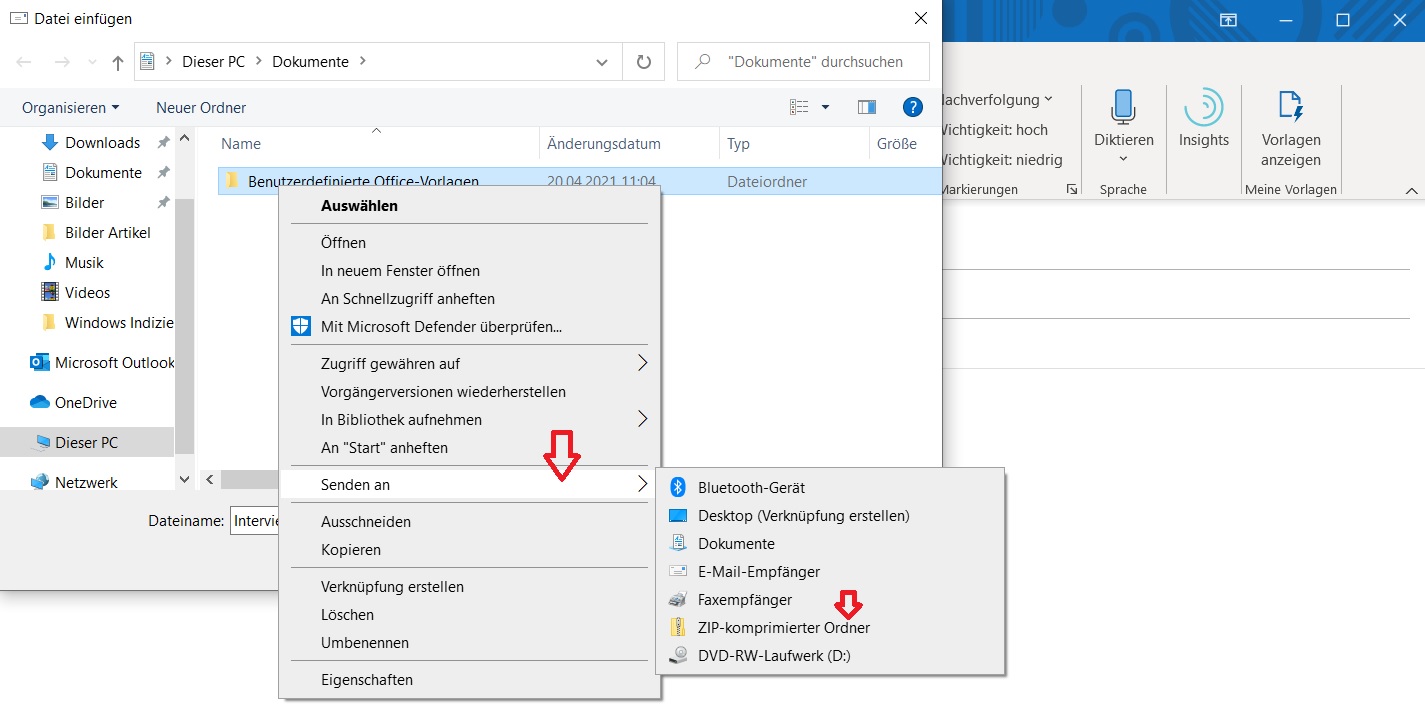 Outlook Anhang komprimieren