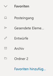Favoritenbereich Outlook