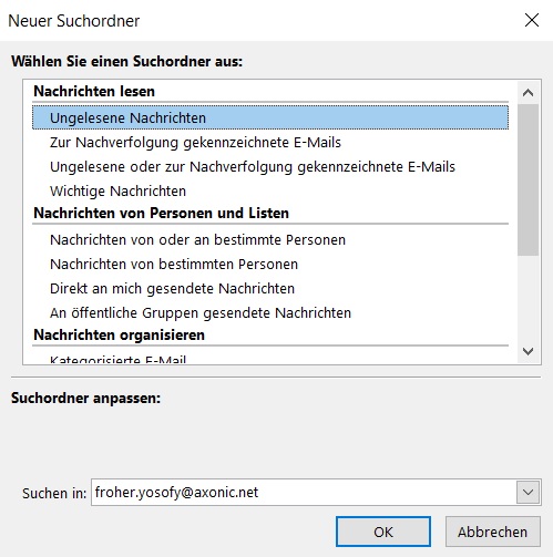 Outlook Suche Suchordner