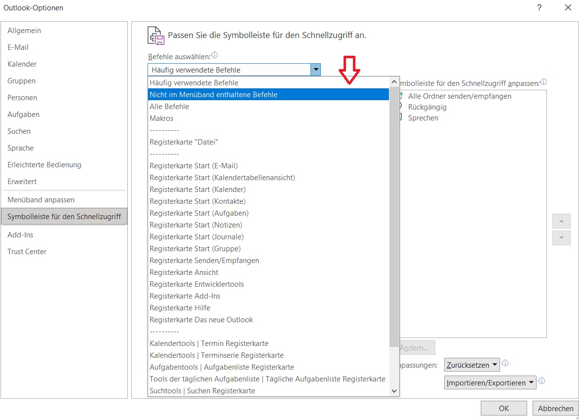 Outlook Optionen