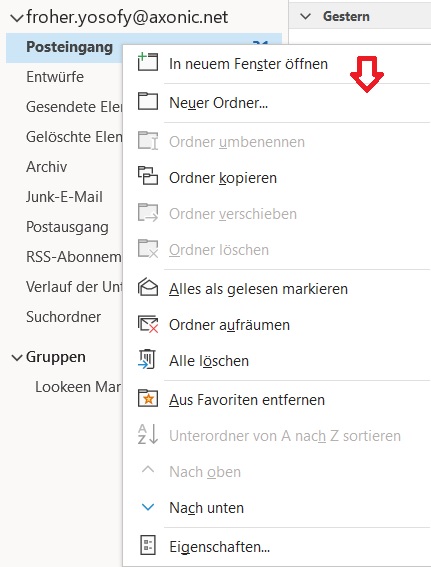 Neuer Ordner Outlook