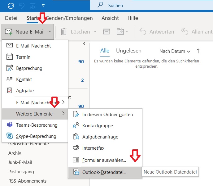 Outlook PST Datei erstellen