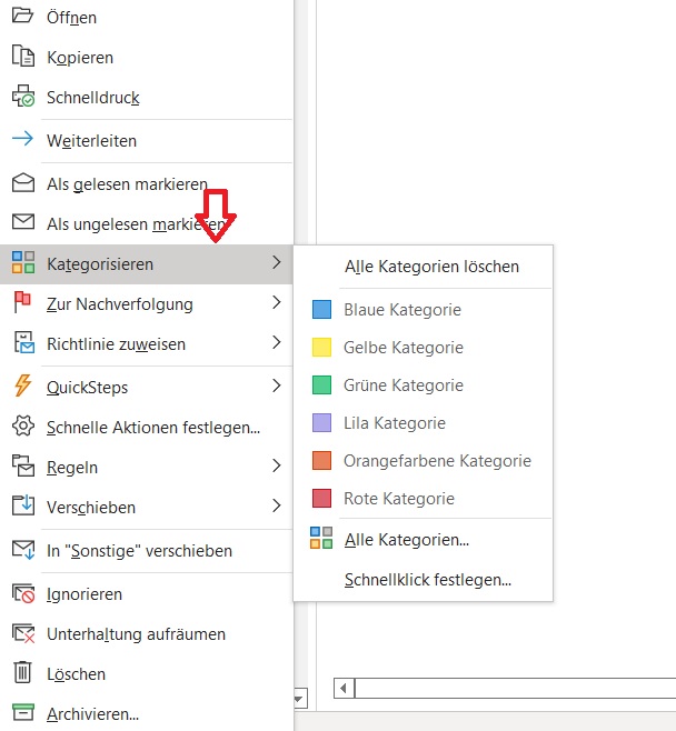Outlook E-Mail kategorisieren