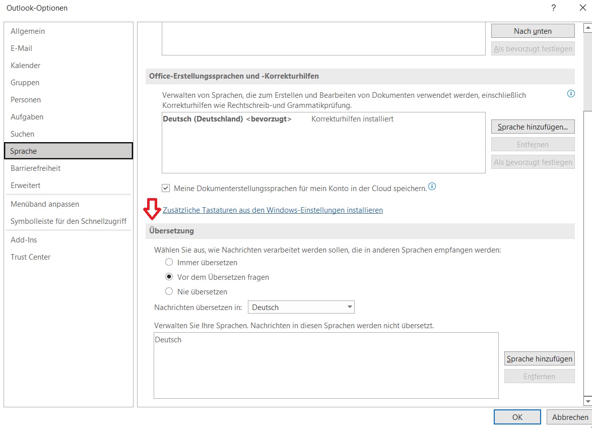 Outlook Mail übersetzen