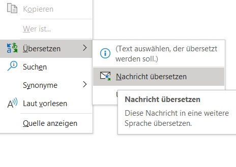 Outlook Nachricht übersetzen