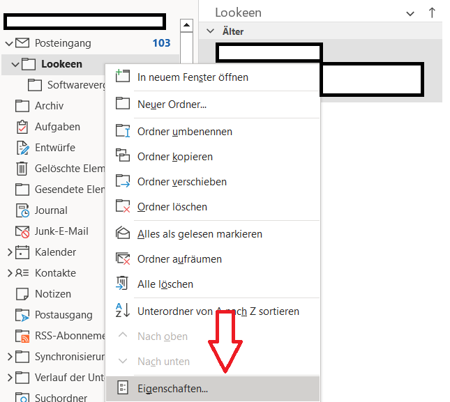 Outlook Speicherplatz herausfinden