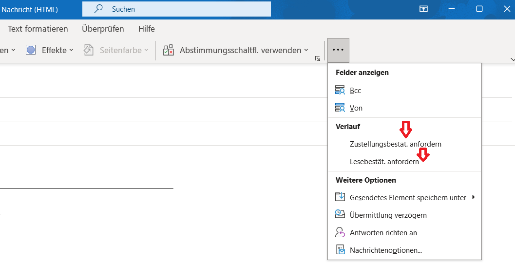Outlook Zustellbenachrichtigung anfordern