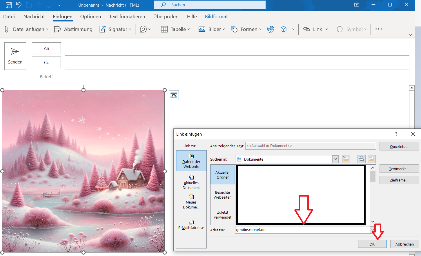 Outlook Bild verlinken